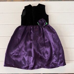 Purple Satin and Black Velvet Doll's Dress